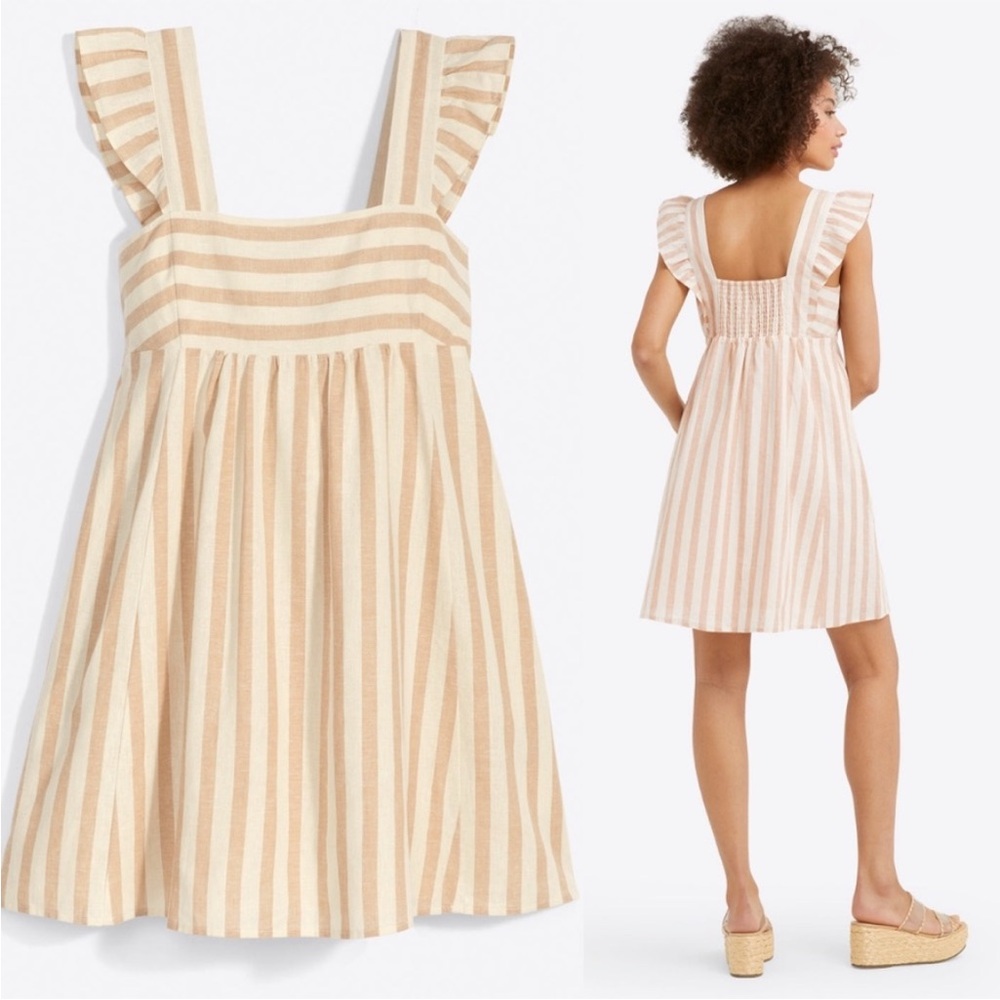 Draper James Maddie Babydoll Dress Women’s Size Medium linen Striped nautical - Picture 2 of 10